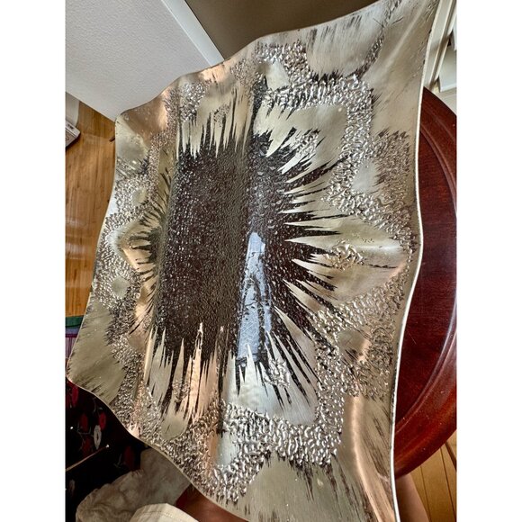 Mid-Century Modern Silver Burst Acrylic Platter Serving Tray Vintage 1960s-1970s - Picture 9 of 13